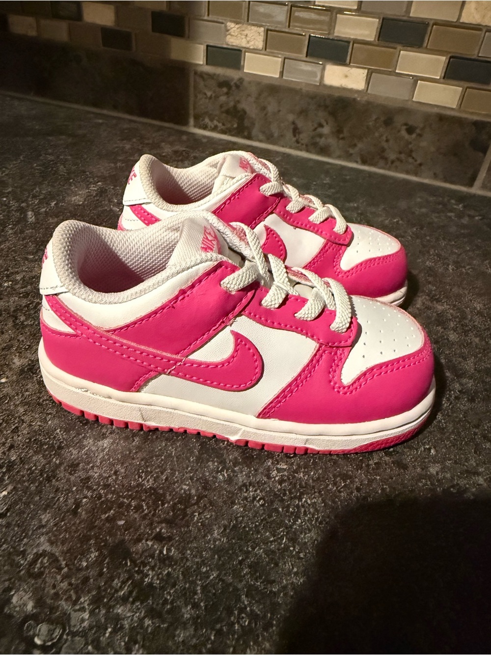 Nike Dunk Low Kids Pink and White Low-Top Sneakers